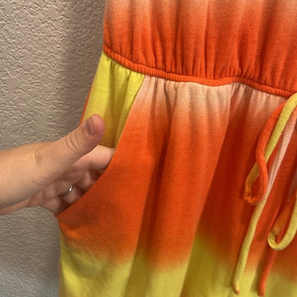 Ces Femme The Adeline Ombre Orange & Yellow Sherbet Lined Romper Size Large - Picture 5 of 10